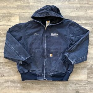 Vintage Carhartt J131 DNY Dark Navy Hooded Jacket Size XL